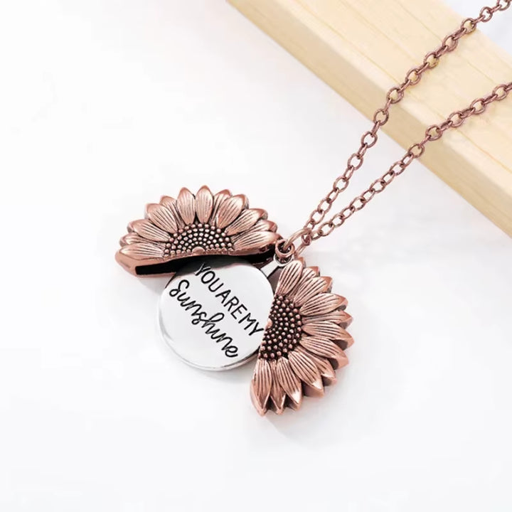 Sunflower Necklaces for Women Stainless Steel Open Locket You Are My Sunshine Sunflower Necklace Birthday Party Jewelry Gift BFF